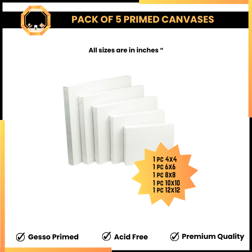 Pack of 5 canvas boards for painting - all sizes