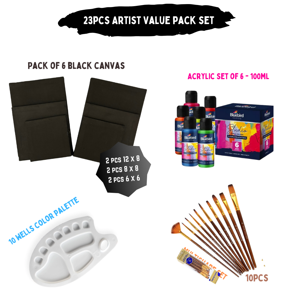 23 Pcs/Set Black Canvas Pack For Artist - Neon Edition