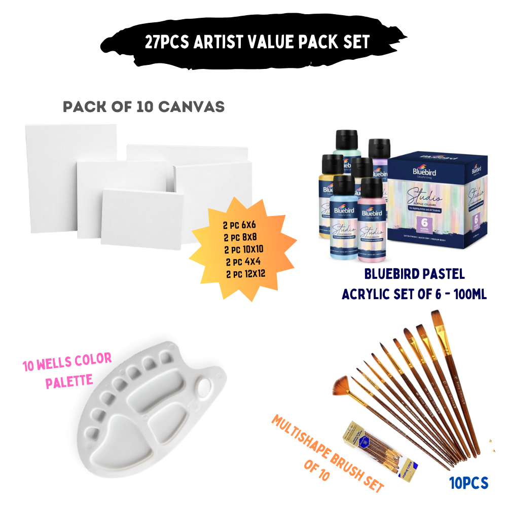 27 Pcs/Set Value Pack For Artist - BlueBirds Pastel Edition