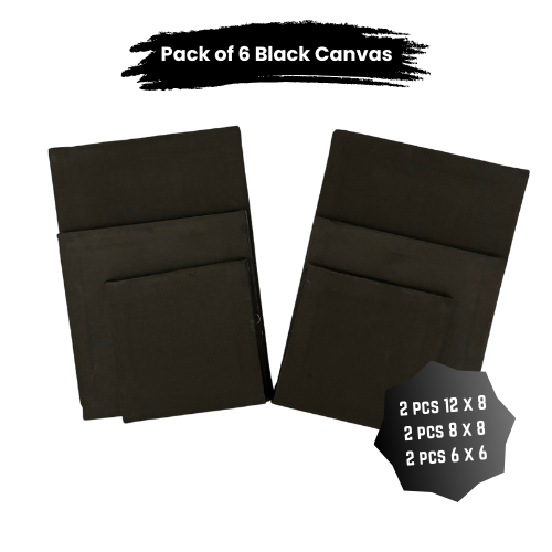 Pack of 6 Primed black Canvas Board for painting - Black Edition