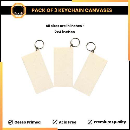 Pack of 3 Primed keychain Canvas boards 2 x 4 inches - New Edition