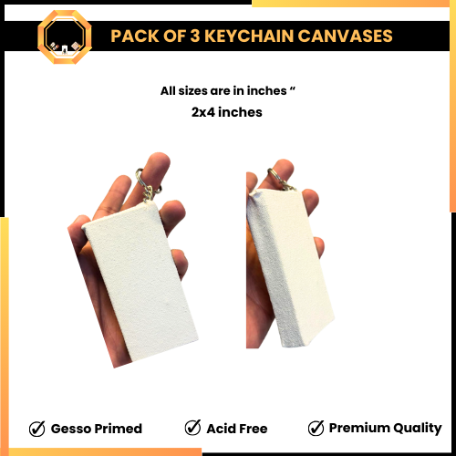 Pack of 3 Primed keychain Canvas boards 2 x 4 inches - New Edition