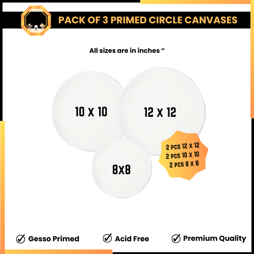 Pack of 6 Primed Round Canvas boards for painting - Summer's Package