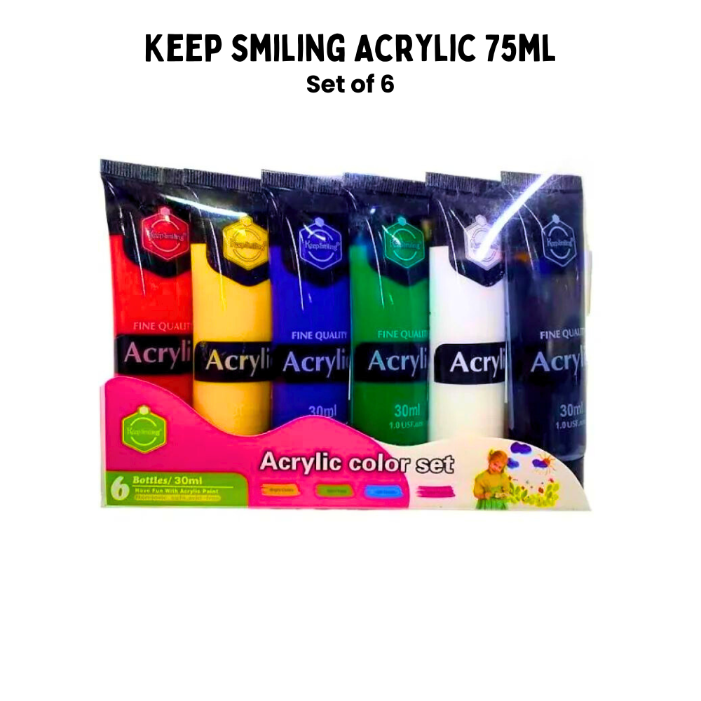 Keep smiling Acrylic tubes set of 6 - 75ml