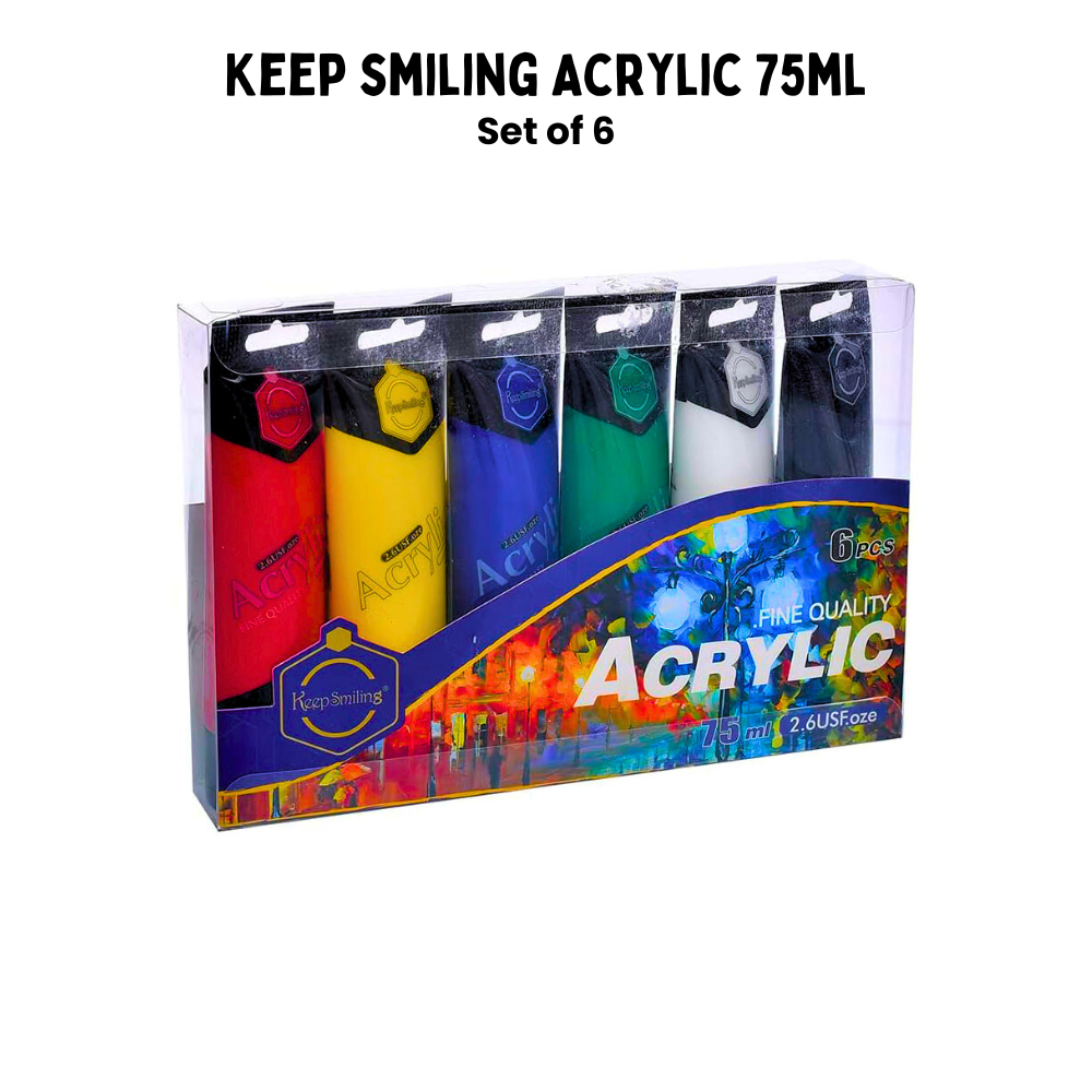 Keep smiling Acrylic tubes set of 6 - 75ml