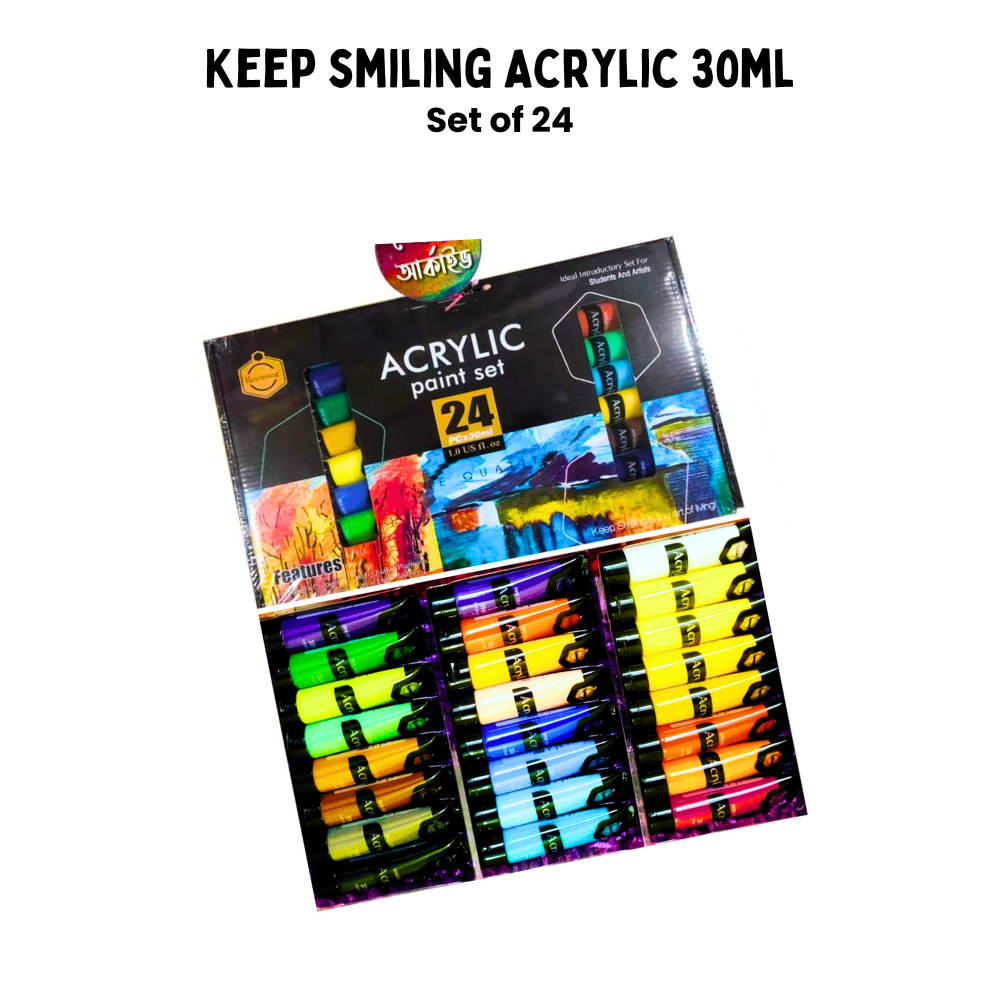 Keep smiling Acrylic tubes set of 24 - 30ml each