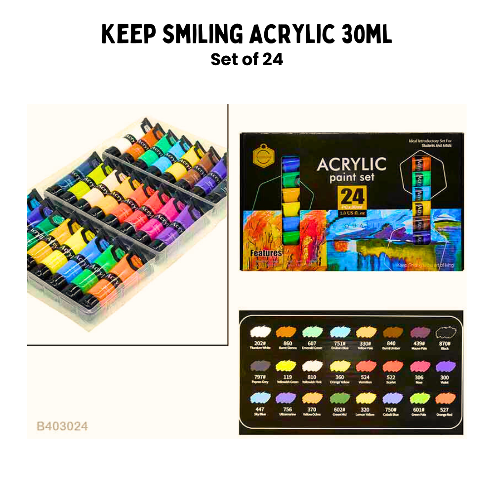 Keep smiling Acrylic tubes set of 24 - 30ml each