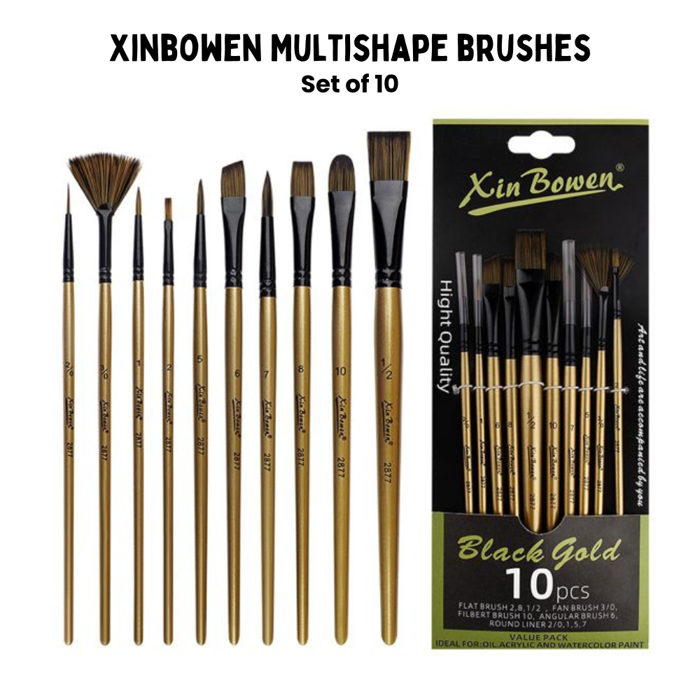 Xinbowen Multishape brush set of 10 - Gold Edition