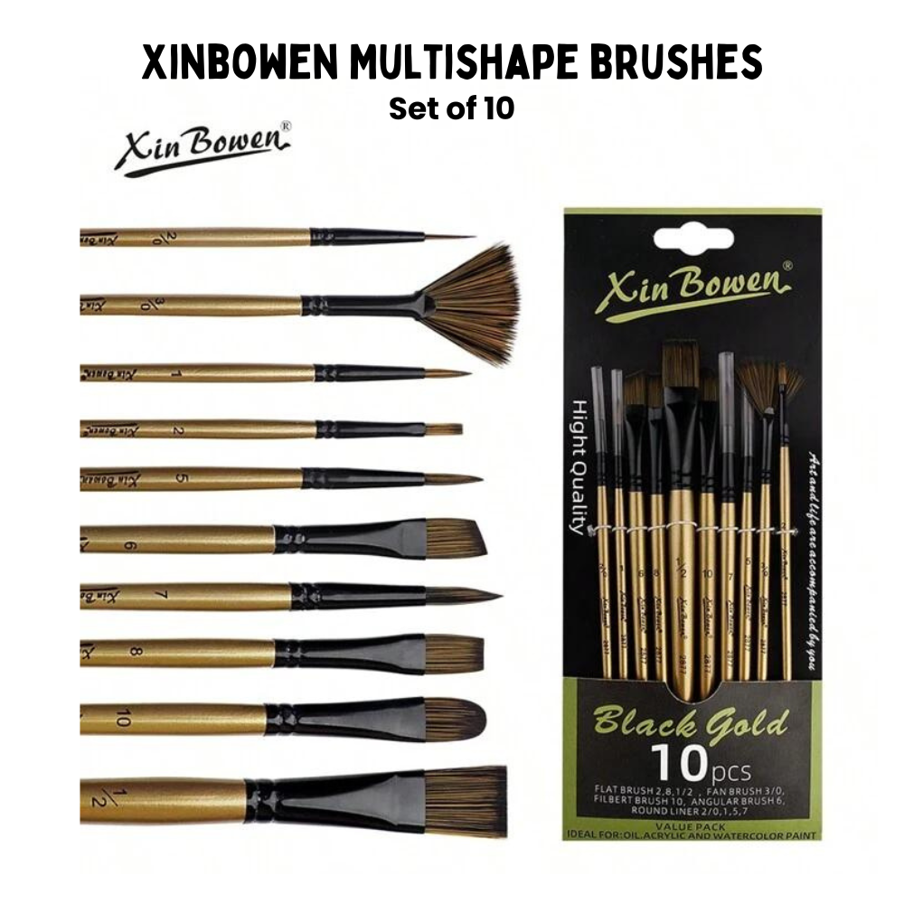 Xinbowen Multishape brush set of 10 - Gold Edition