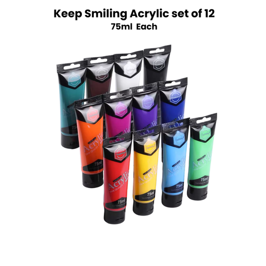 Keep Smiling Acrylic color set of 12 75ml - Premium Edition