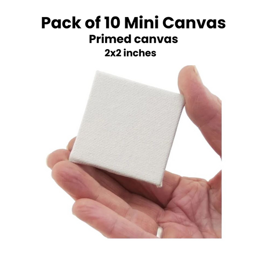 Pack of 10 Primed Canvas boards 2 x 2 inches - Cute mini Edition