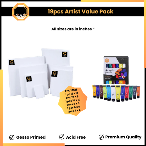 19pcs Artist Value Pack - Paints and Canvas Edition #1