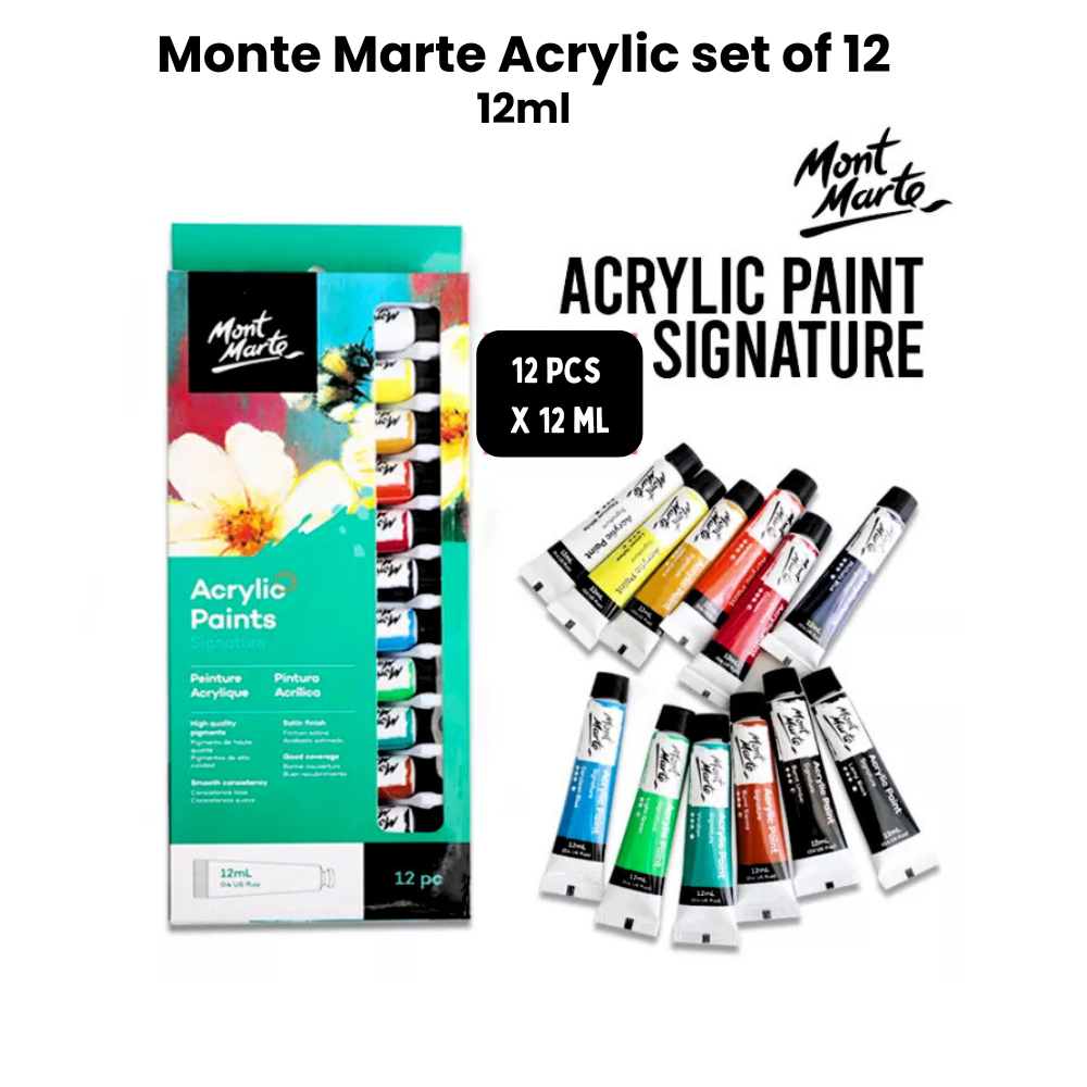 Monte marte Acrylic paint set of 12 - Professional Edition