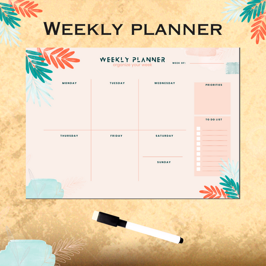 Weekly planner A4 laminated with free board marker - Planner's Edtion