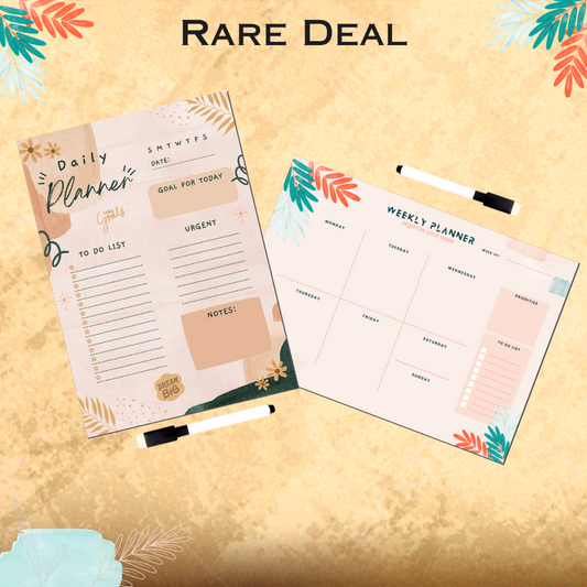 Weekly & daily planner with 2 board markers - Rare Deal