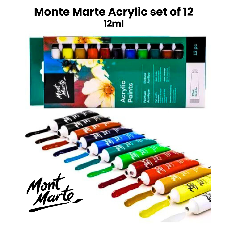 Monte marte Acrylic paint set of 12 - Professional Edition