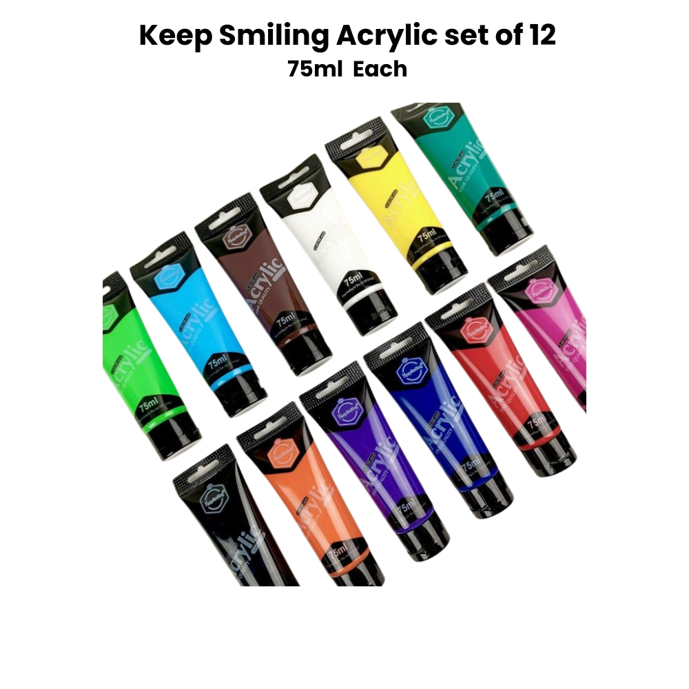 Keep Smiling Acrylic color set of 12 75ml - Premium Edition