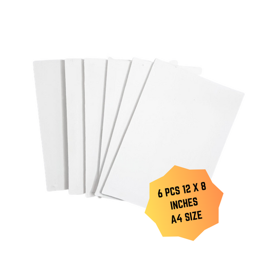 Pack of 6 Primed Canvas Board for painting - 12 x 8 inches