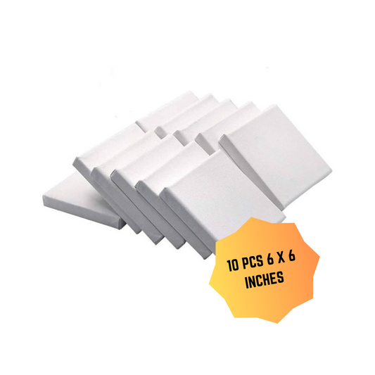 Pack of 10 Primed Canvas Board for painting - 6 x 6 inches