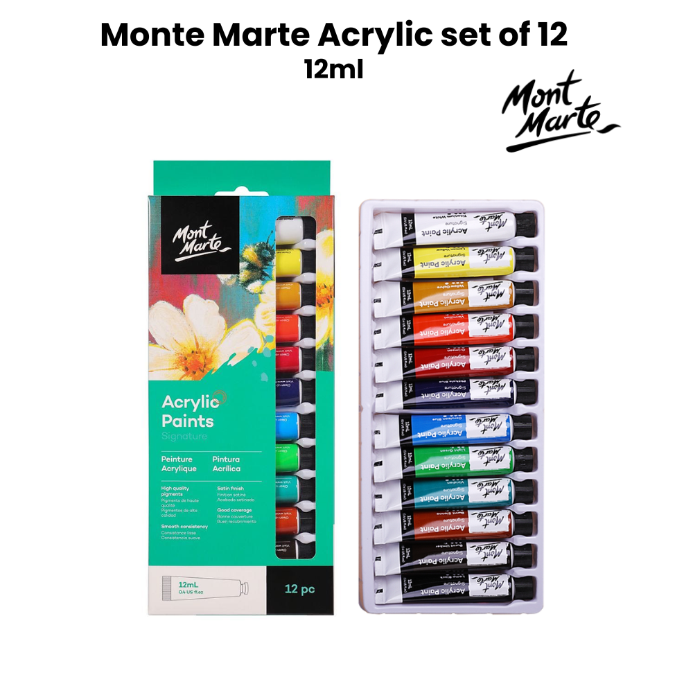 Monte marte Acrylic paint set of 12 - Professional Edition