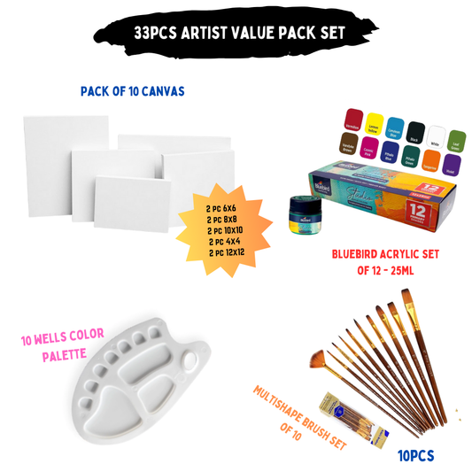 33 Pcs/Set Value Pack For Artist - BlueBirds Edition