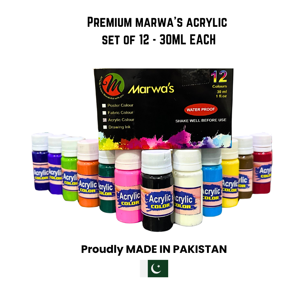 Marwa's Acrylic set of 12 30ml - 100% Premium Quality