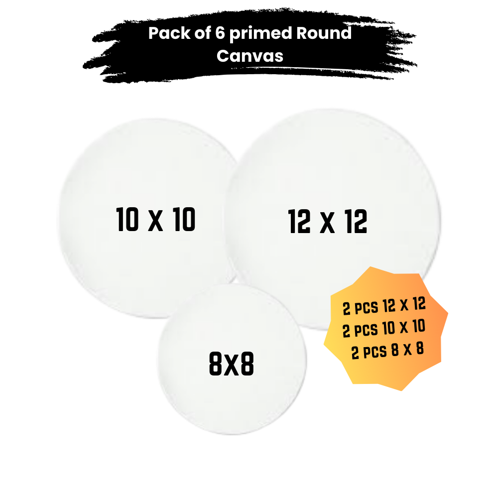 Pack of 6 Round Canvas boards for painting - Summer's Package