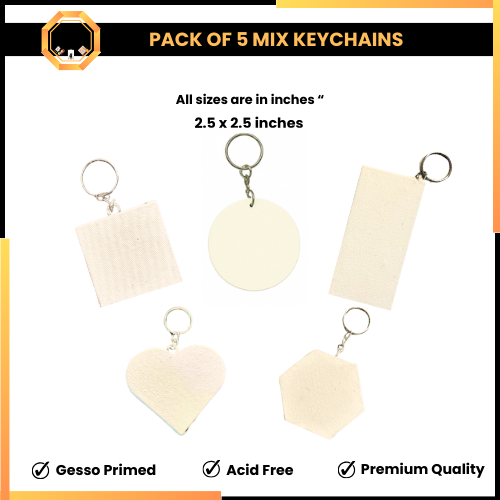 PACK OF 5 Paintable Keychain Canvases - Elite Mix Edition