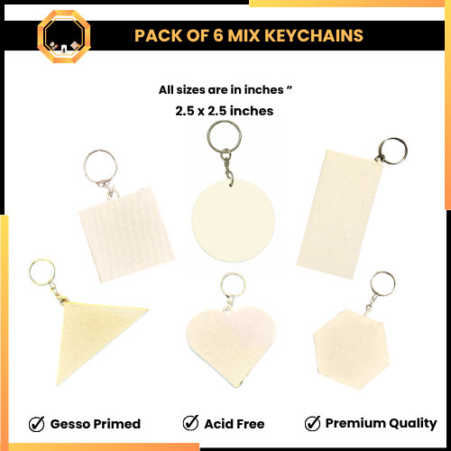 PACK OF 6 Paintable Keychain Canvases - Elite Mix Edition