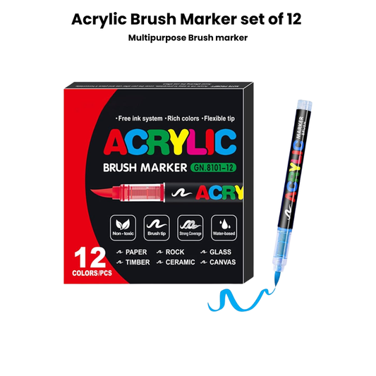 Acrylic Brush Markers Set of 12 - High quality