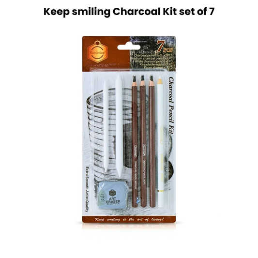 Keep Smiling Charcoal pencil Kit of 7 - Top quality