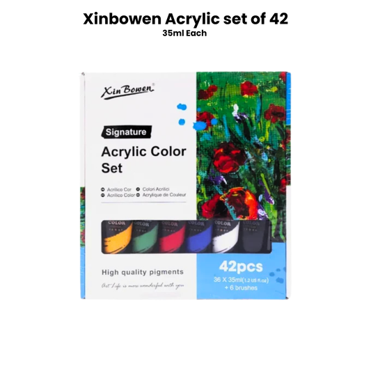 Xinbowen Acrylic color set of 42 -  36 colors + 6 bruhses