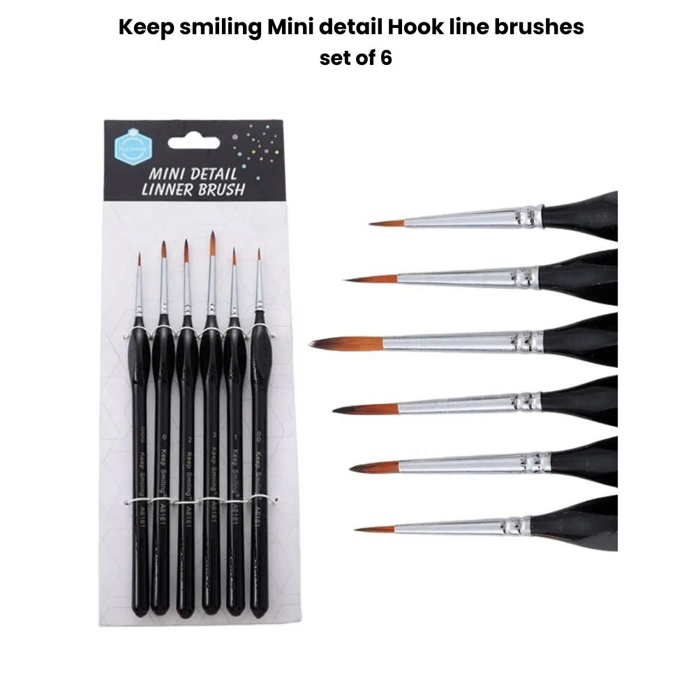 Keep smiling Mini Detail Hook line brushes - Black Edition