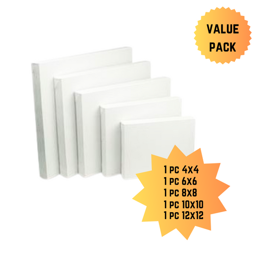 Pack of 5 canvas boards for painting - all sizes