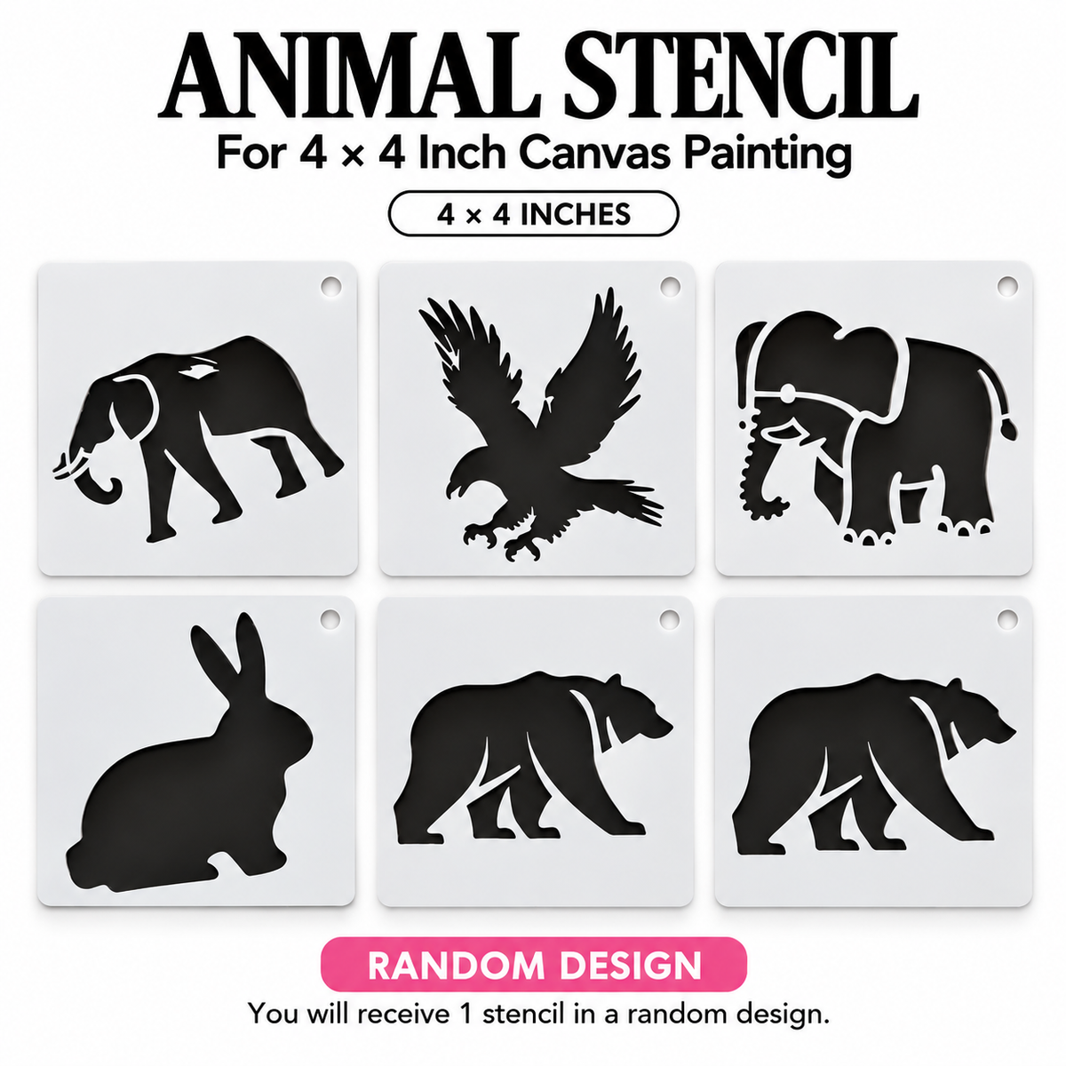 Animal Stencil for Canvas Painting – Random Design, 4 × 4 Inch
