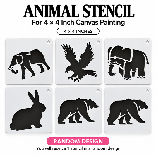 Animal Stencil for Canvas Painting – Random Design, 4 × 4 Inch