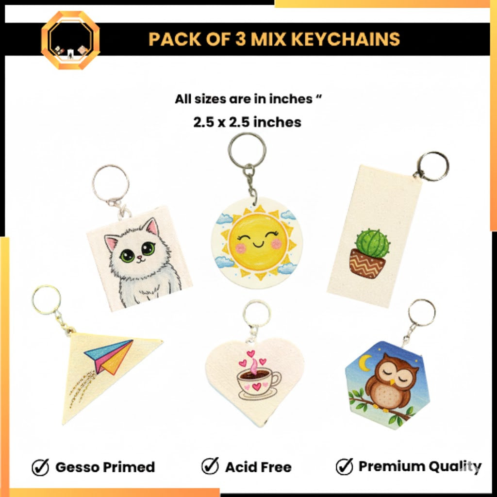 PACK OF 6 Paintable Keychain Canvases - Elite Mix Edition